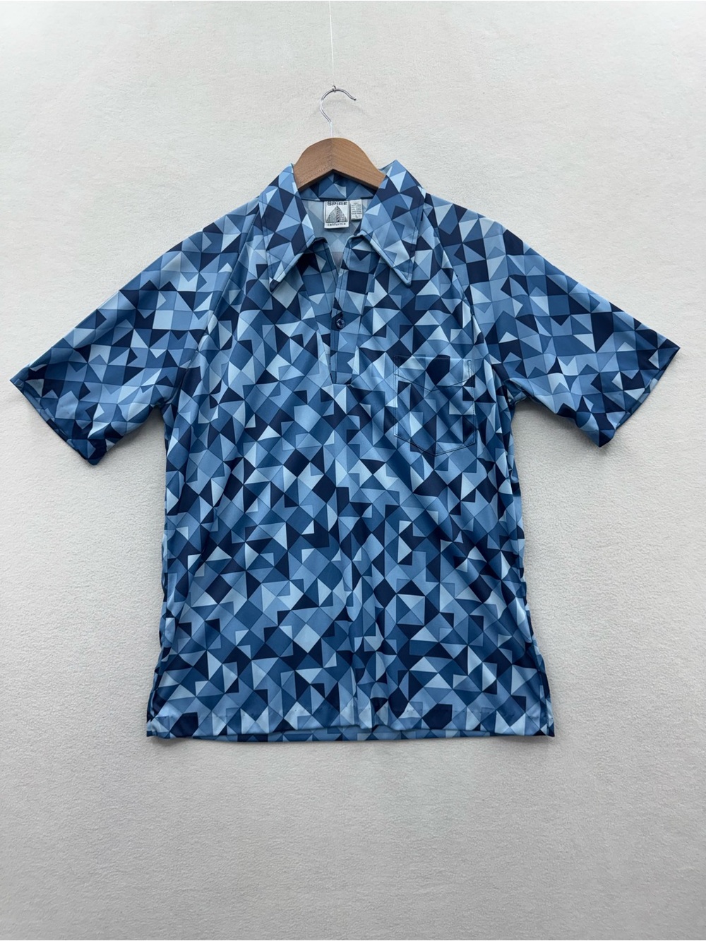 VTG Spire California Men’s Large Stretch Polyester Geometric Pattern Shirt Disco